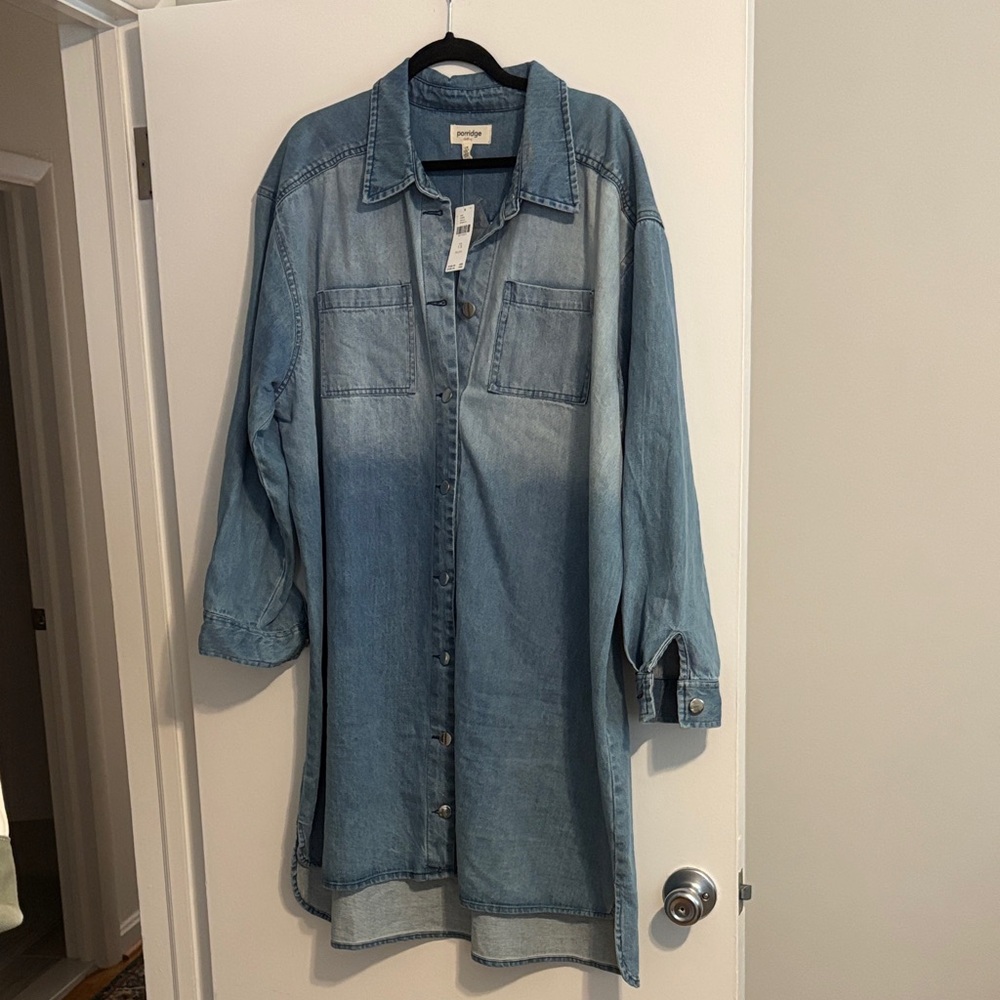 Denim Button-Up Mini Dress